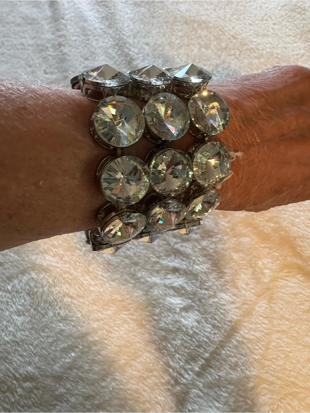 Crystal Rhinestone Stretch Bracelet - Clear Sparkle
